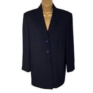 Vintage 90s Y2K Garfield & Marks Ribbed Longline Blazer Black 10